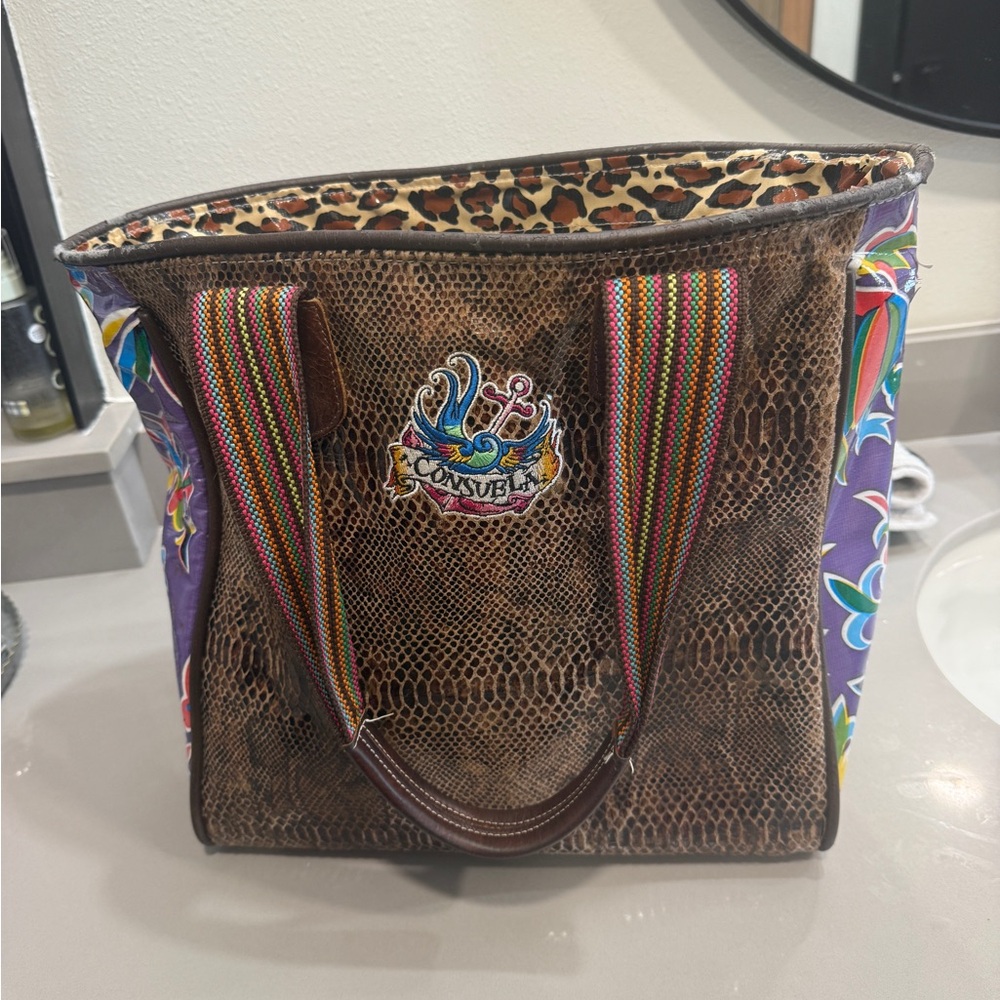 Consuela Brown Floral Embroidered Tote - Picture 2 of 6